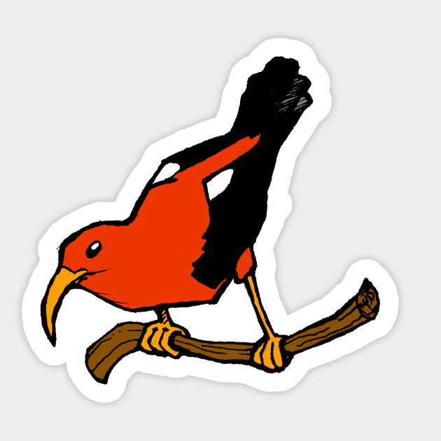 Hawaiian I'iwi bird Sticker by William Gilliam